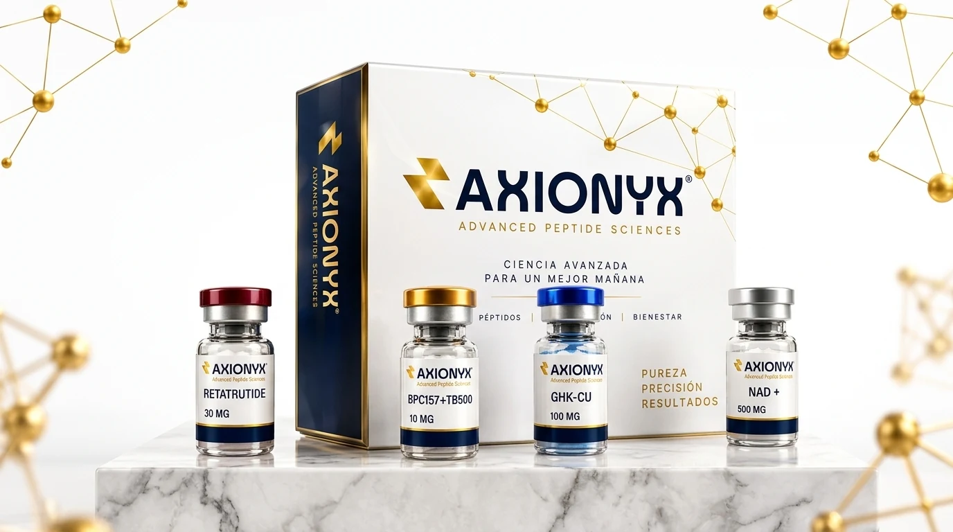 Línea premium AXIONYX: Retatrutide, BPC157 + TB500, GHK-CU y NAD +